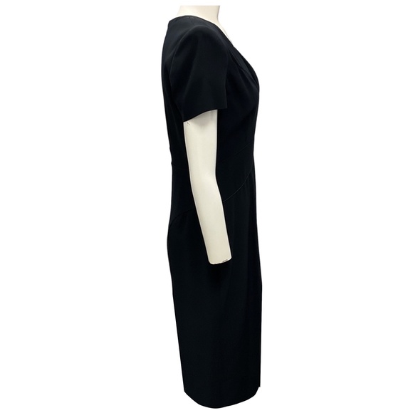 ALEXANDER MCQUEEN BLACK 2014 STRUCTURED SHORT SLEEVED MIDI COCKTAIL DRESS - Picture 2 of 6